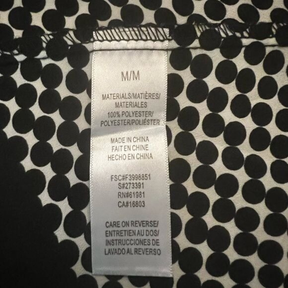 Signature Collection Sleeveless Black & White Polka Dot Button-Down Blouse Top M - Picture 4 of 9